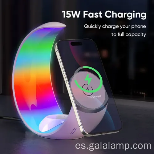 Pequeña luz de luna con lámpara de carga inalámbrica de 15 W